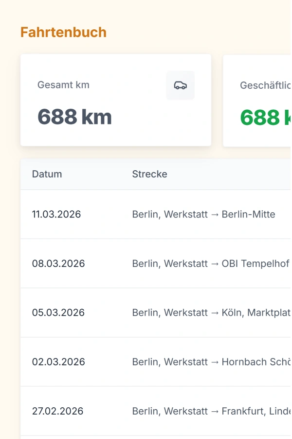 Fahrten strukturiert dokumentieren.